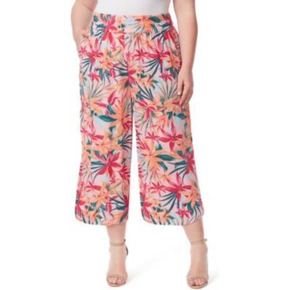 Jessica Simpson Trendy Plus Rosalie Wide-Leg Cropped Pants  Floral Canopy choose